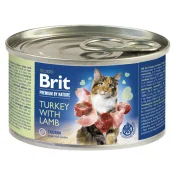 Консерва Brit Premium by Nature Cat, для кошек, индейка с ягненком, 200 г