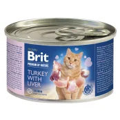 Консерва Brit Premium by Nature Cat, для кошек, индейка с печенью, 200 г