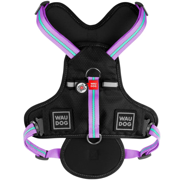 Шлея Waudog Nylon для собак, безопасная, фиолетовый, 20 мм, размер M, 45-70 см, 60-80 см