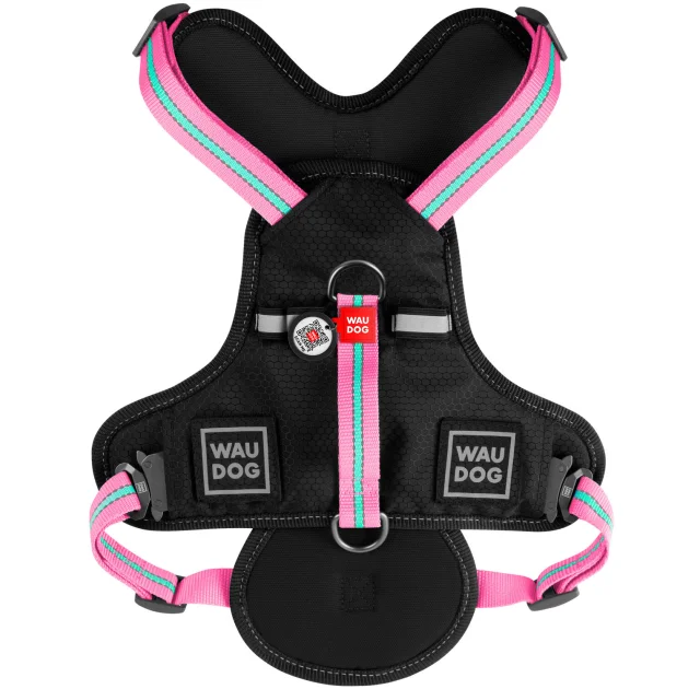 Шлея Waudog Nylon для собак, безопасная, розовый, 25 мм, размер L, 55-85 см, 65-85 см