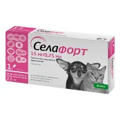 Капли KRKA Селафорт от блох, клещей и гельминтов для собак и кошек весом до 2.5 кг, 1 пипетка(откл)
