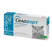 Капли KRKA Селафорт от блох, клещей и гельминтов для кошек весом 2.6-7.5 кг, 1 пипетка(откл)
