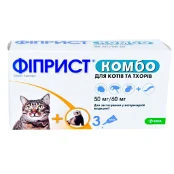 Капли KRKA Фиприст комбо от блох и клещей для кошек, 0.5 мл×3 пипетки