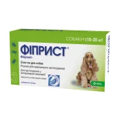 Капли KRKA Фиприст Спот-Он от блох и клещей для собак весом 10-20 кг, 1.34 мл×3 пипетки