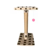 Драпак Cristel для котів двоповерховий, джут, принт сліди, бежево-чорний, 40×35 см / 35×30 см