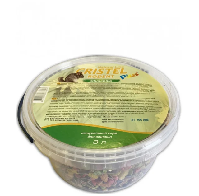 Корм Chinchilla "Natural Line Plus" для шиншилл, 1.2 кг, ведро 3 л