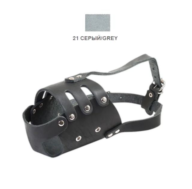 Намордник Cristel для собак, шкіряний, "Доберман, Вівчарка", сірий