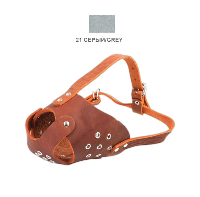 Намордник Cristel для собак, шкіряний, "Пітбультер'єр-1", сірий