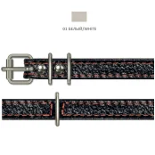 Нашийник Cristel для собак тришаровий, з заклепками і фурнітурою, шкіра, 15 мм / 40 см, білий