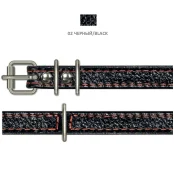 Нашийник Cristel для собак тришаровий, з заклепками і фурнітурою, шкіра, 15 мм / 40 см, чорний