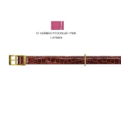 Нашийник Cristel для собак тришаровий, з золотою фурнітурою, шкіра, принт кайман, 12 мм / 30 см, рожевий