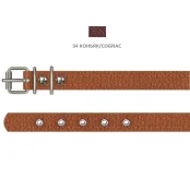 Нашийник з блочками Cristel для собак з лакованої шкіри зеніт, 12 мм / 23-29 см, коньяк