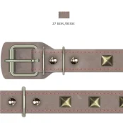 Нашийник Cristel "Ромб" для собак, зі шкіри зеніт, прошитий, з прикрасою, 25 мм / 41-50 см, коричневий