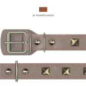 Нашийник Cristel "Ромб" для собак, зі шкіри зеніт, прошитий, з прикрасою, 25 мм / 41-50 см, рудий