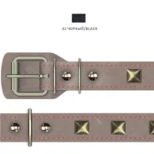 Нашийник Cristel "Ромб" для собак, зі шкіри зеніт, прошитий, з прикрасою, 25 мм / 41-50 см, чорний