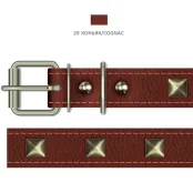 Нашийник Cristel "Ромб" для собак, зі шкіри зеніт, прошитий, з прикрасою, 25 мм / 45-57 см, коньяк