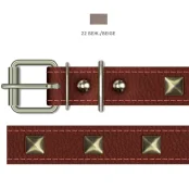 Нашийник Cristel "Ромб" для собак, зі шкіри, прошитий, з прикрасою, 25 мм / 45-57 см, бежевий