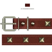 Нашийник Cristel "Ромб" для собак, зі шкіри, прошитий, з прикрасою, 25 мм / 45-57 см, коньяк