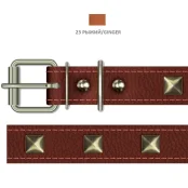 Нашийник Cristel "Ромб" для собак, зі шкіри, прошитий, з прикрасою, 25 мм / 45-57 см, рудий