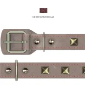 Нашийник Cristel "Ромб" для собак, лакована шкіра зеніт, прошитий, з прикрасою, 25 мм / 41-50 см, коньяк