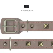 Нашийник Cristel "Ромб" для собак, лакована шкіра зеніт, прошитий, з прикрасою, 25 мм / 41-50 см, чорний