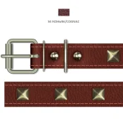 Нашийник Cristel "Ромб" для собак, лакована шкіра зеніт, прошитий, з прикрасою, 25 мм / 45-57 см, коньяк