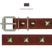 Нашийник Cristel "Ромб" для собак, лакована шкіра зеніт, прошитий, з прикрасою, 25 мм / 45-57 см, коричневий