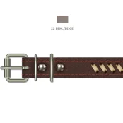 Нашийник Cristel "Рулик" для собак, зі шкіри, прошитий, з палітуркою, 20 мм / 50 см, бежевий