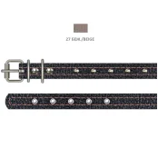 Нашийник Cristel для собак зі шкіри зеніт, з прикрасами, 12 мм / 23-29 см, бежевий