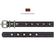 Нашийник Cristel для собак зі шкіри зеніт, з прикрасами, 12 мм / 23-29 см, коньяк