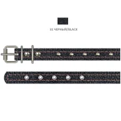 Нашийник Cristel для собак зі шкіри зеніт, з прикрасами, 12 мм / 23-29 см, чорний