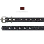 Нашийник Cristel для собак зі шкіри, з прикрасами, 12 мм / 23-29 см, коньяк