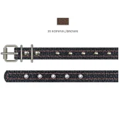 Нашийник Cristel для собак з лакованої шкіри зеніт, з прикрасами, 12 мм / 23-29 см, коричневий