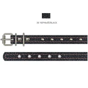 Нашийник Cristel для собак з лакованої шкіри зеніт, з прикрасами, 12 мм / 23-29 см, чорний