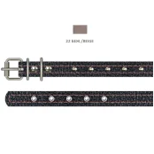 Нашийник Cristel для собак з натуральної шкіри, з прикрасами, 12 мм / 23-29 см, бежевий