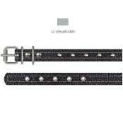 Нашийник Cristel для собак з натуральної шкіри, з прикрасами, 12 мм / 23-29 см, сірий