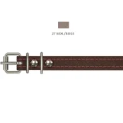 Ошейник Cristel для собак, из кожи зенит, прошитый тканью, 14 мм / 27-35 см, бежевый