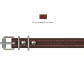 Ошейник Cristel для собак, из кожи зенит, прошитый тканью, 14 мм / 27-35 см, коньяк