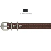 Ошейник Cristel для собак, из кожи зенит, прошитый тканью, 14 мм / 27-35 см, чёрный