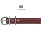 Ошейник Cristel для собак, из кожи зенит, прошитый тканью, 16 мм / 32-40 см, бежевый