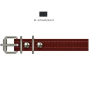 Ошейник Cristel для собак, из кожи зенит, прошитый, 16 мм / 32-40 см, чёрный