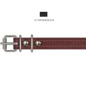 Ошейник Cristel для собак, из кожи зенит, прошитый тканью, 16 мм / 32-40 см, чёрный