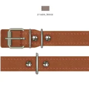 Ошейник Cristel для собак, из кожи зенит, прошитый, 20 мм / 38-46 см, бежевый