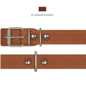 Ошейник Cristel для собак, из кожи зенит, прошитый, 20 мм / 38-46 см, коньяк