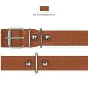 Ошейник Cristel для собак, из кожи зенит, прошитый тканью, 20 мм / 38-46 см, коньяк