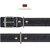 Ошейник Cristel для собак, из кожи зенит, прошитый тканью, 20 мм / 40-50 см, коньяк