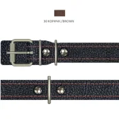 Ошейник Cristel для собак, из кожи зенит, прошитый тканью, 20 мм / 40-50 см, коричневый