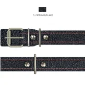 Ошейник Cristel для собак, из кожи зенит, прошитый тканью, 20 мм / 40-50 см, чёрный