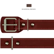 Ошейник Cristel для собак, из кожи зенит, прошитый, 25 мм / 38-50 см, коричневый