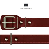 Ошейник Cristel для собак, из кожи зенит, прошитый, 25 мм / 38-50 см, чёрный